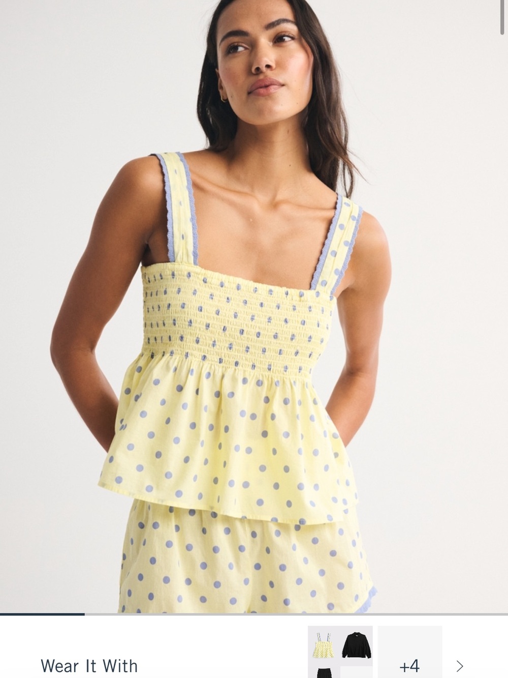 NWT A&F Yellow Polka Dot Smocked Pajama Tank
